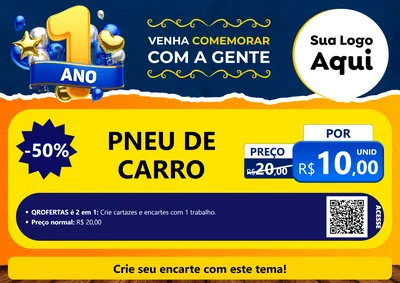 Modelo de Cartaz para Cartaz A4 Horizontal com o tema Um Ano de Aniversário para Auto peças
