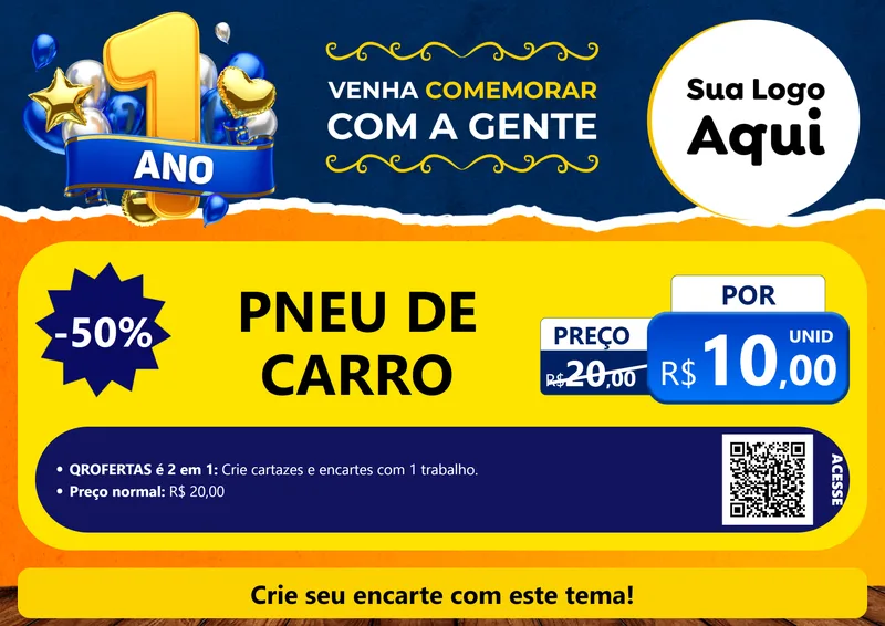 Modelo de Cartaz para Cartaz A4 Horizontal com o tema Um Ano de Aniversário para Auto peças