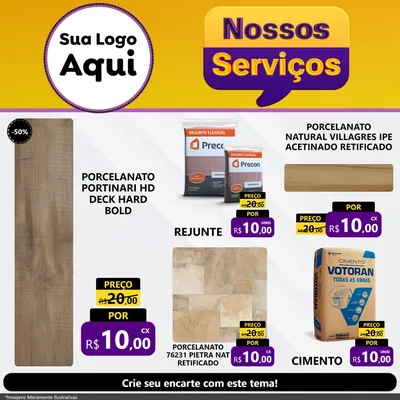 Modelo de Rede Social para Feed Facebook com o tema Nossos Serviços para Pisos e revestimentos