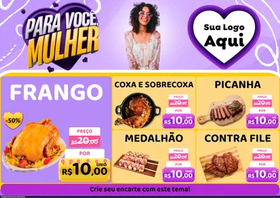 Modelo de Encarte para Encarte A4 Horizontal com o tema Para Você, Mulher para Assados