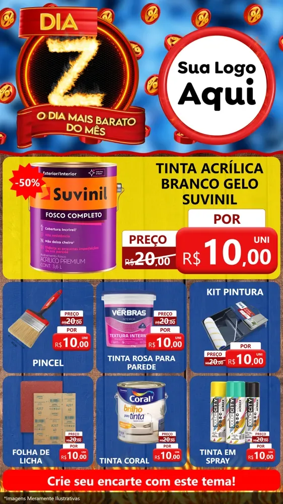 Modelo de Rede Social para Stories com o tema Dia Z - O Dia Mais Barato Do Mês para Tintas e Ferramentas