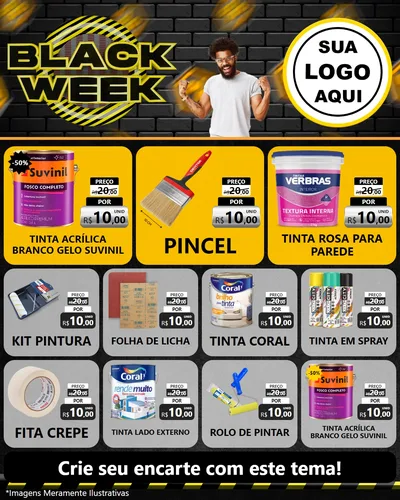 Modelo de Rede Social para Feed Instagram com o tema Black Week para Tintas e Ferramentas