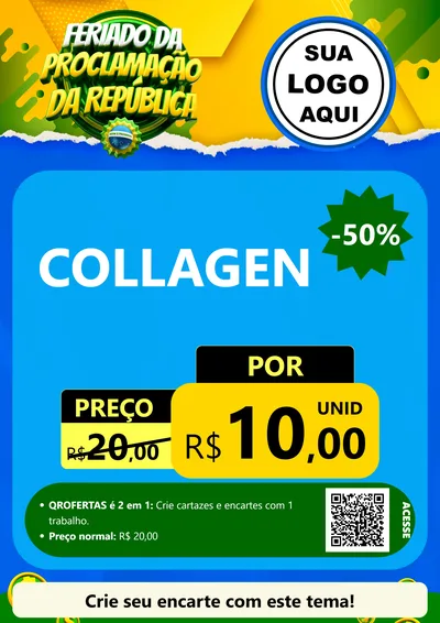 Modelo de Cartaz para Cartaz A4 Vertical com o tema Feriado da Proclamação da República para Suplementos alimentares