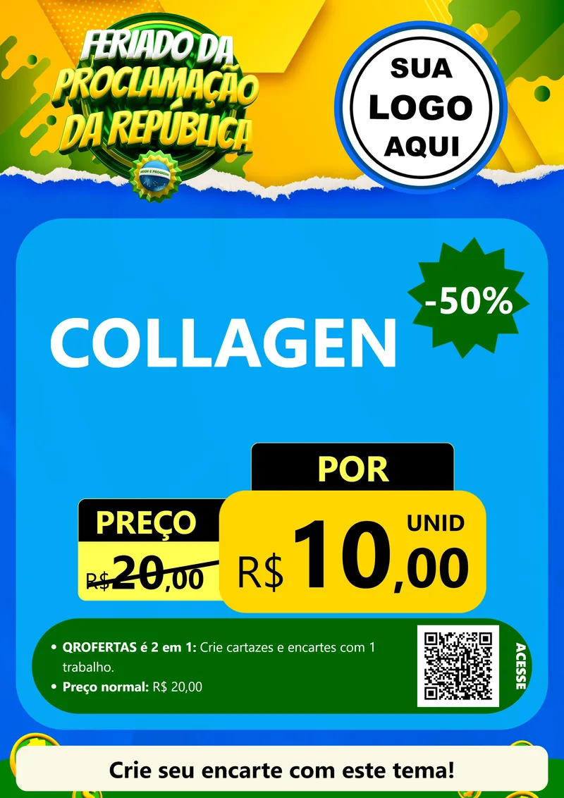 Modelo de Cartaz para Cartaz A4 Vertical com o tema Feriado da Proclamação da República para Suplementos alimentares