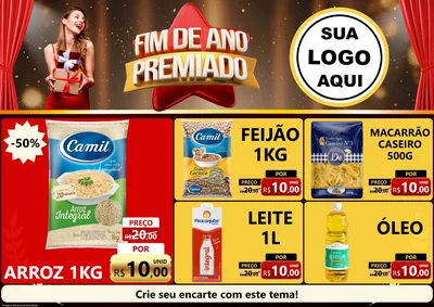 Modelo de Encarte para Encarte A4 Horizontal com o tema Fim de Ano Premiado para Supermercado