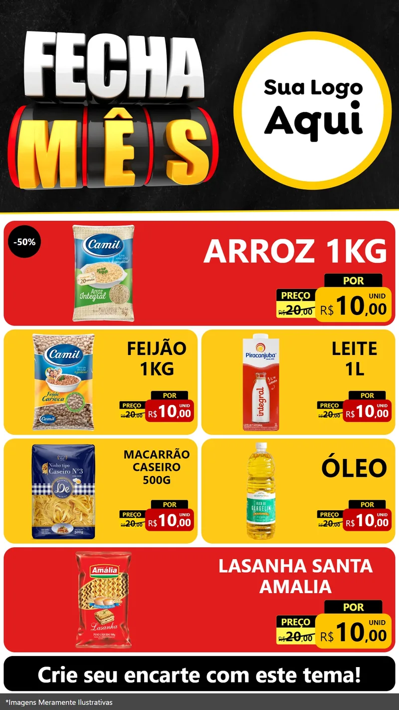 Modelo de TV para TV Vertical com o tema Fecha Mês para Supermercado
