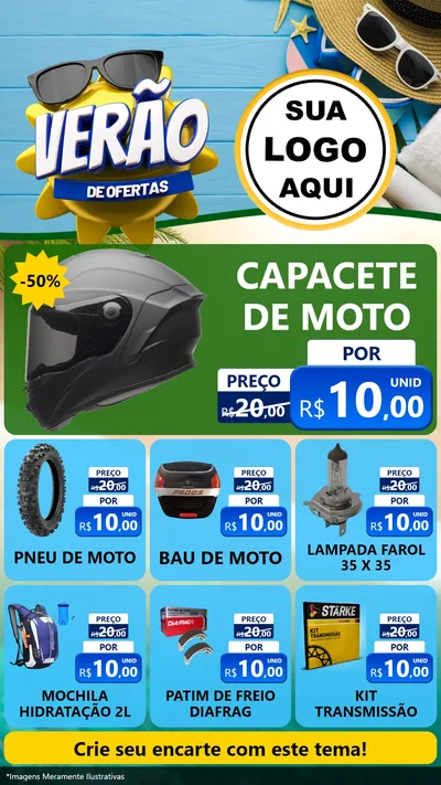 Modelo de Rede Social para Stories com o tema Verão de Ofertas para Moto peças