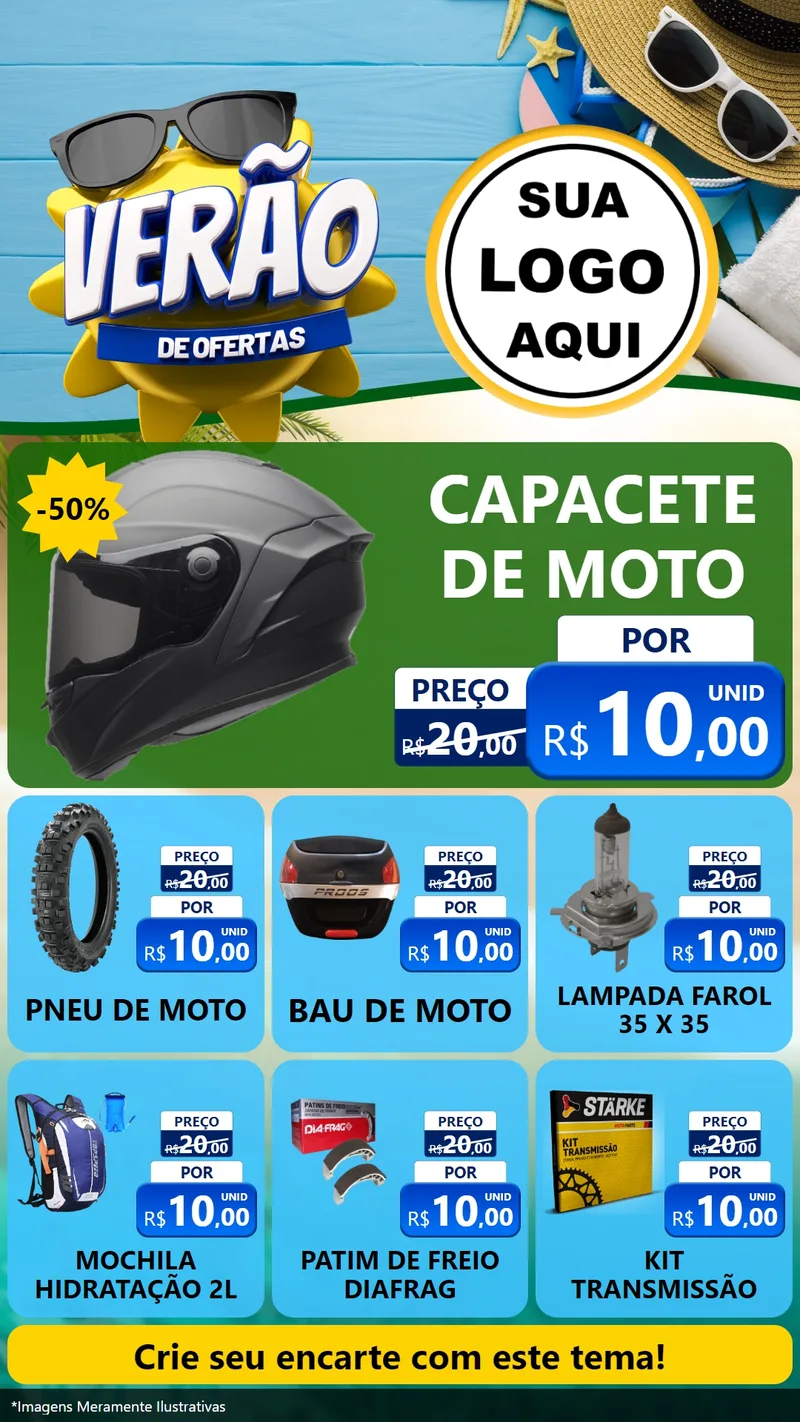 Modelo de Rede Social para Stories com o tema Verão de Ofertas para Moto peças