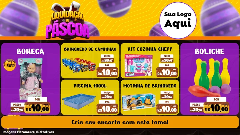 Modelo de TV para TV Horizontal com o tema Liquidação de Páscoa para Brinquedos