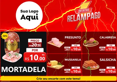 Modelo de Encarte para Encarte A4 Horizontal com o tema Ofertas Relâmpago para Frios e Laticínios