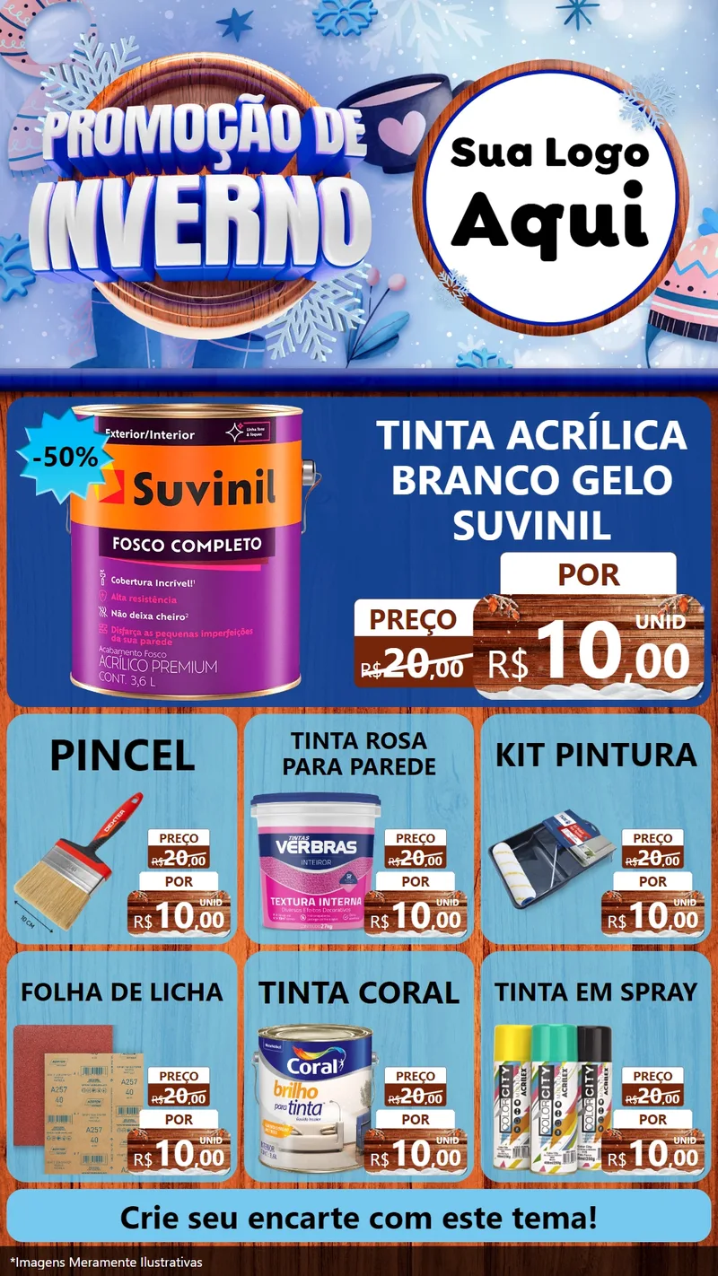 Modelo de Rede Social para Stories com o tema Promoção de Inverno para Tintas e Ferramentas