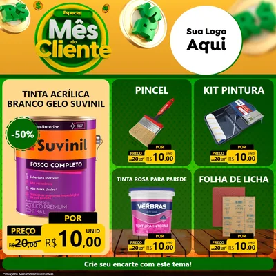 Modelo de Rede Social para Feed Facebook com o tema Especial Mês do Cliente para Tintas e Ferramentas