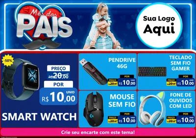 Modelo de Encarte para Encarte A4 Horizontal com o tema Mês Dos Pais para Informática