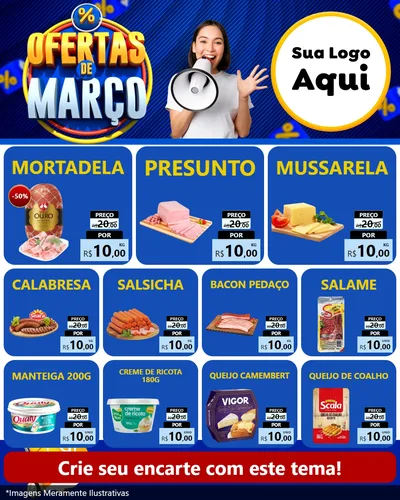 Modelo de Rede Social para Feed Instagram com o tema Ofertas de Março para Frios e Laticínios