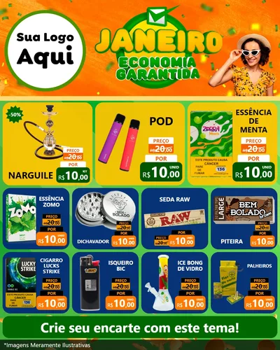 Modelo de Rede Social para Feed Instagram com o tema Janeiro - Economia Garantida para Tabacaria