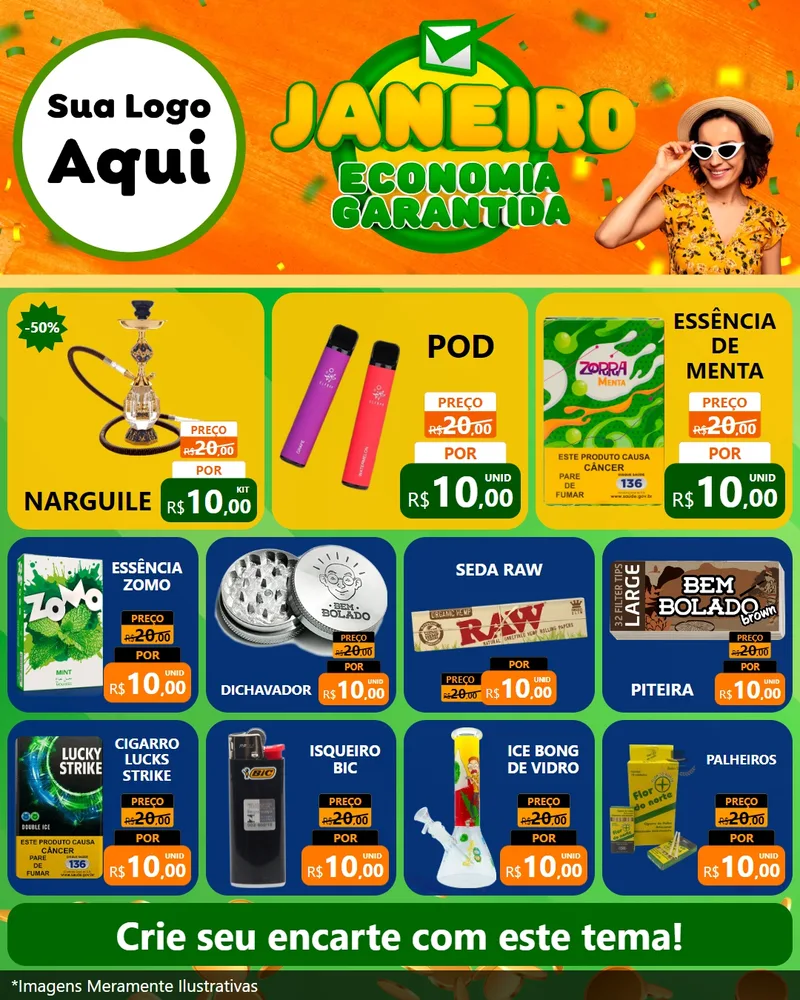 Modelo de Rede Social para Feed Instagram com o tema Janeiro - Economia Garantida para Tabacaria