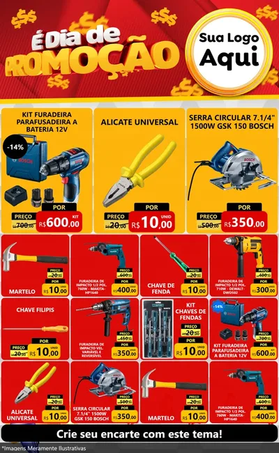 Modelo de Encarte para Encarte Grande com o tema É Dia De Promoção para Maquinas e Ferramentas