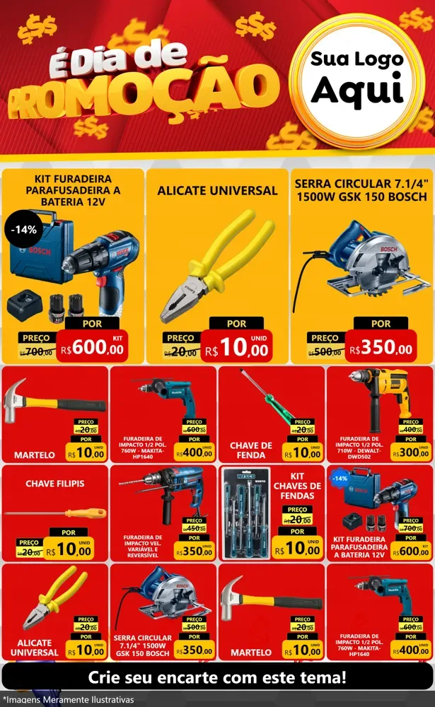 Modelo de Encarte para Encarte Grande com o tema É Dia De Promoção para Maquinas e Ferramentas
