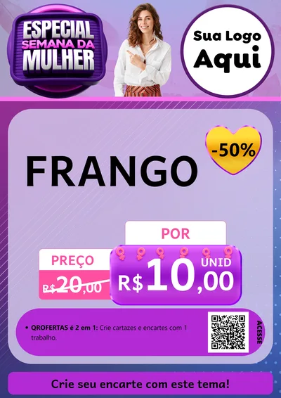 Modelo de Cartaz para Cartaz A4 Vertical com o tema Especial Semana da Mulher para Assados