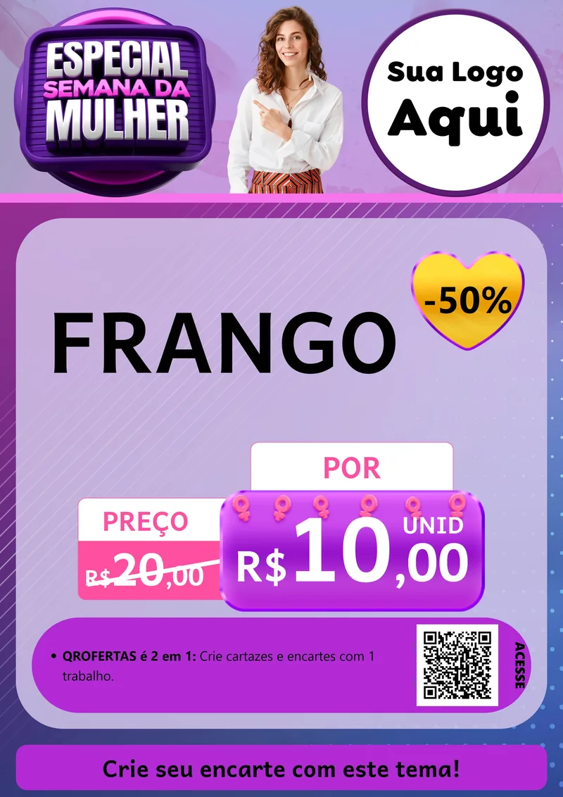 Modelo de Cartaz para Cartaz A4 Vertical com o tema Especial Semana da Mulher para Assados