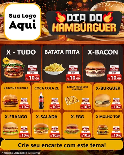 Modelo de Rede Social para Feed Instagram com o tema Dia do Hambúrguer para Hamburgueria