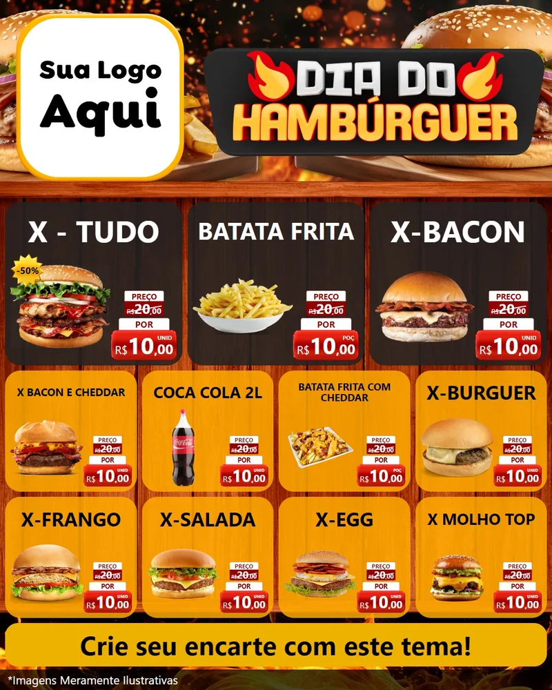 Modelo de Rede Social para Feed Instagram com o tema Dia do Hambúrguer para Hamburgueria