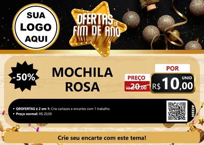 Modelo de Cartaz para Cartaz A4 Horizontal com o tema Ofertas de Fim de Ano para Papelaria