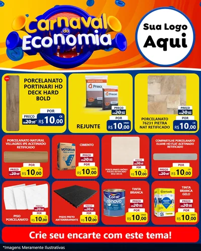 Modelo de Rede Social para Feed Instagram com o tema Carnaval da Economia para Pisos e revestimentos