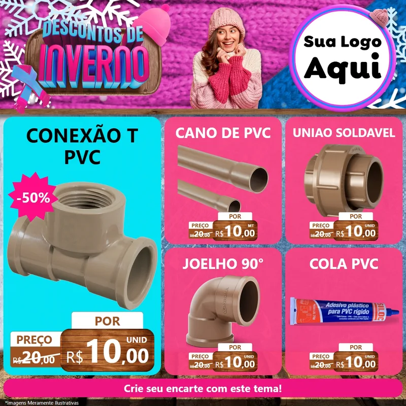 Modelo de Rede Social para Feed Facebook com o tema Descontos de Inverno para Tubos e conexões