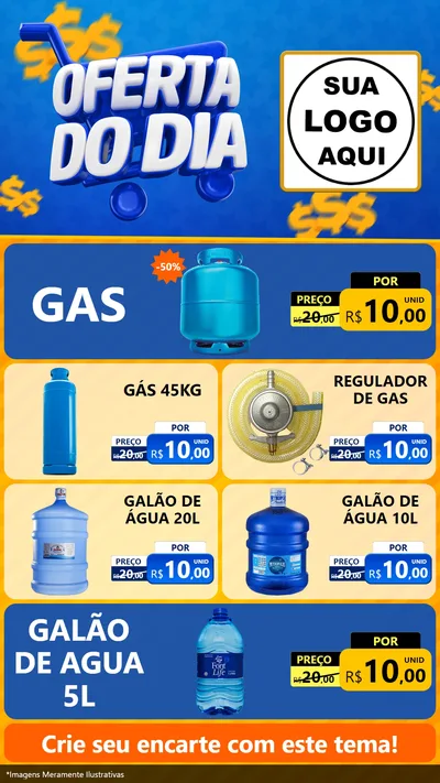 Modelo de TV para TV Vertical com o tema Oferta do Dia para Água e gás
