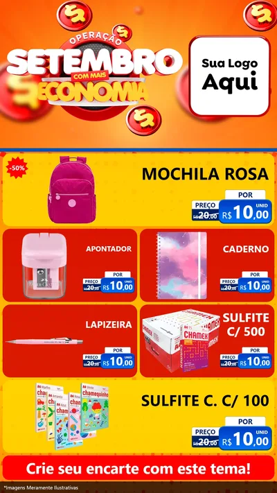 Modelo de TV para TV Vertical com o tema Operação Setembro Com Muita Economia para Papelaria