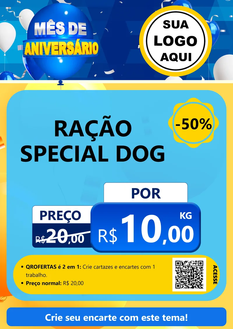 Modelo de Cartaz para Cartaz A4 Vertical com o tema Mês de Aniversário para Pet Shop