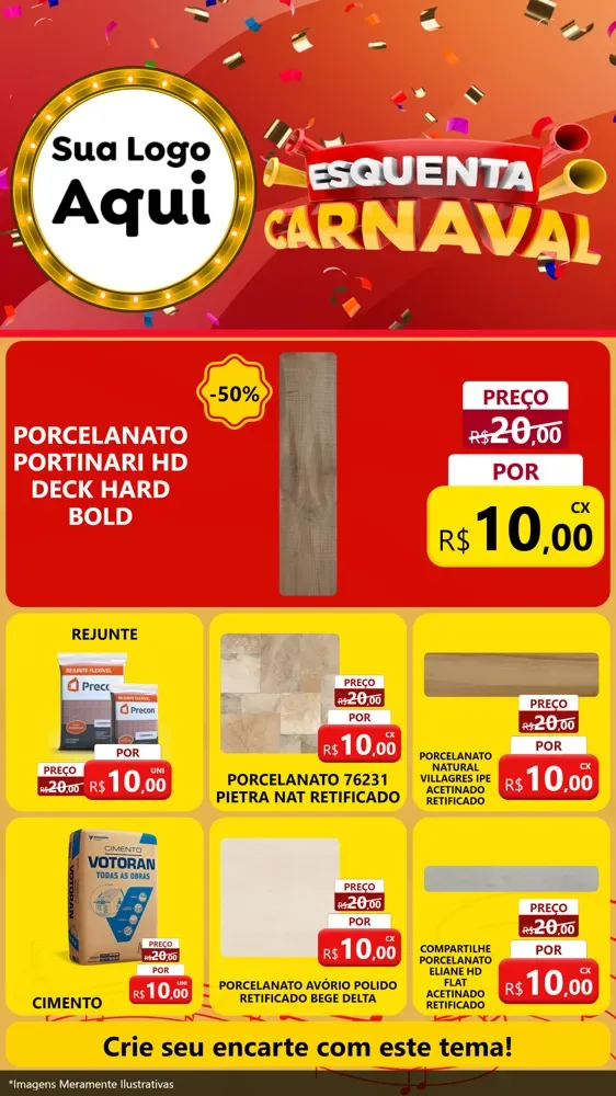 Modelo de Rede Social para Stories com o tema Esquenta Carnaval para Pisos e revestimentos