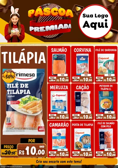 Modelo de Encarte para Encarte A4 Vertical com o tema Páscoa Premiada para Peixaria