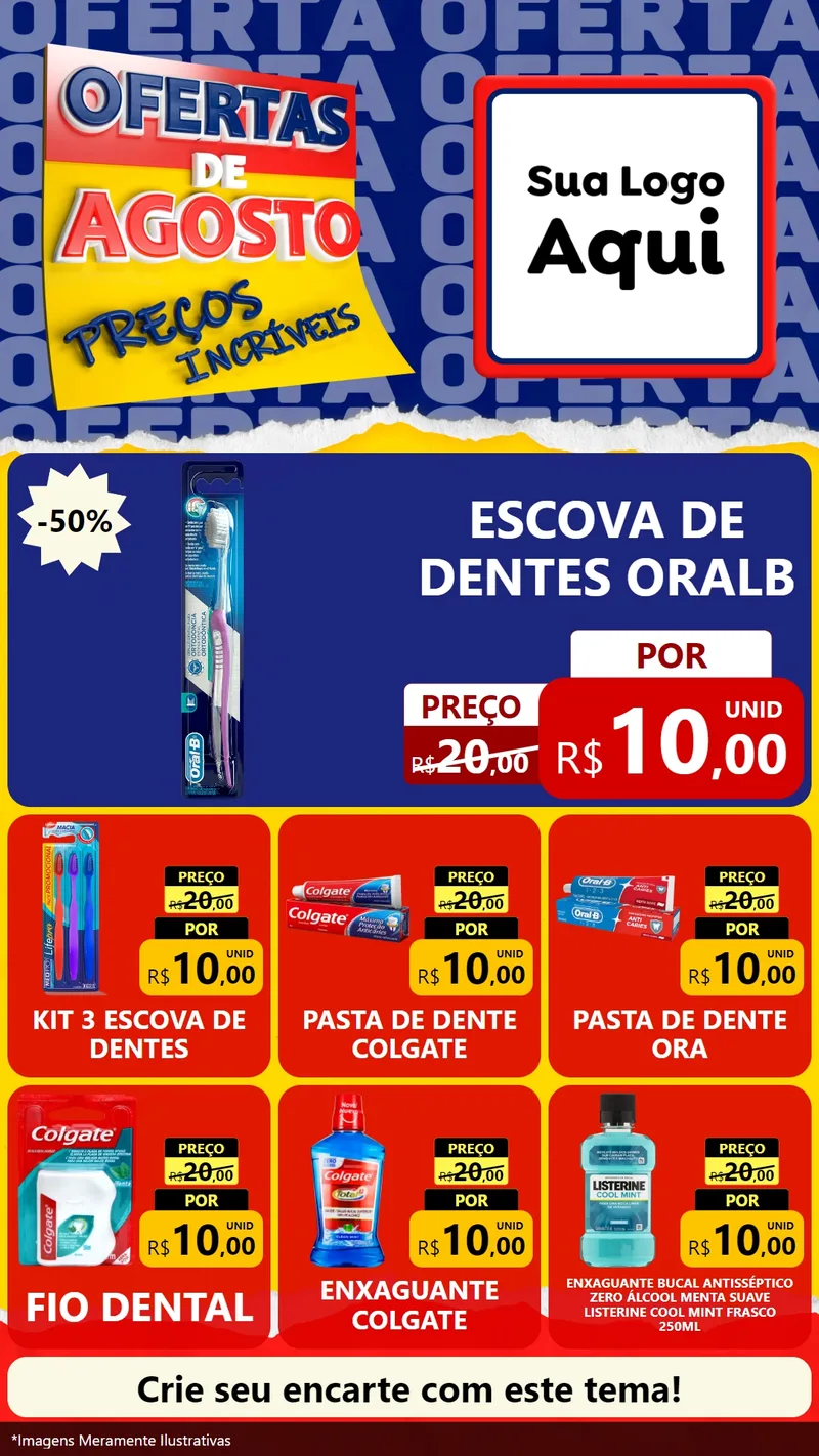 Modelo de Rede Social para Stories com o tema Ofertas de Agosto - Preços Incríveis para Higiene Pessoal