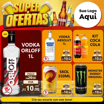 Modelo de Rede Social para Feed Facebook com o tema Super Ofertas para Distribuidora de bebidas