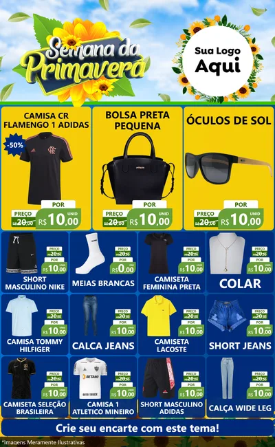 Modelo de Encarte para Encarte Grande com o tema Semana da Primavera para Roupas e acessórios