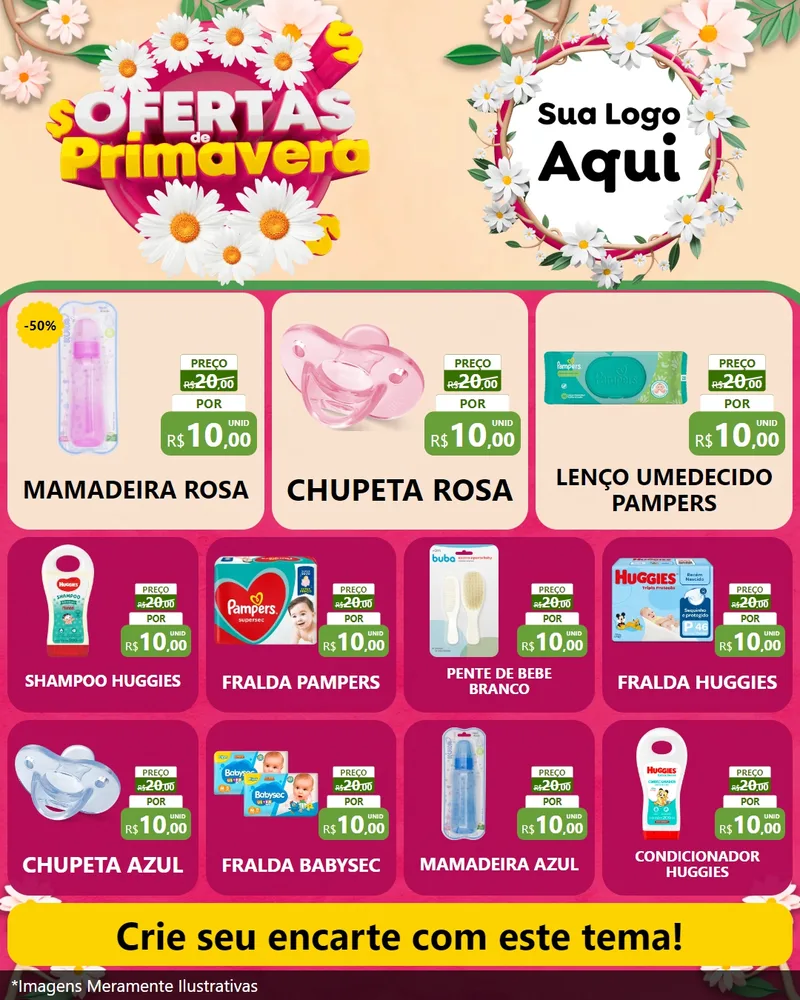 Modelo de Rede Social para Feed Instagram com o tema Ofertas de Primavera para Bebês