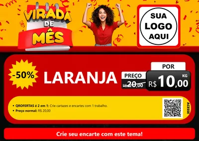 Modelo de Cartaz para Cartaz A4 Horizontal com o tema Virada de Mês para Hortifrúti