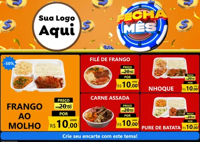 Modelo de Encarte para Encarte A4 Horizontal com o tema Fecha Mês para Restaurante