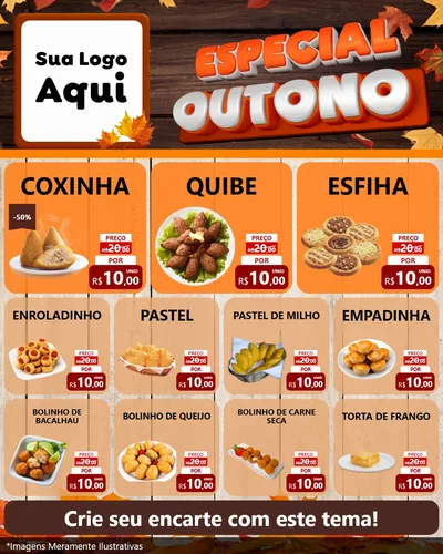 Modelo de Rede Social para Feed Instagram com o tema Especial Outono para Salgadaria