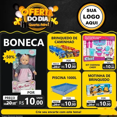 Modelo de Rede Social para Feed Facebook com o tema Oferta do Dia - Quarta Feira! para Brinquedos