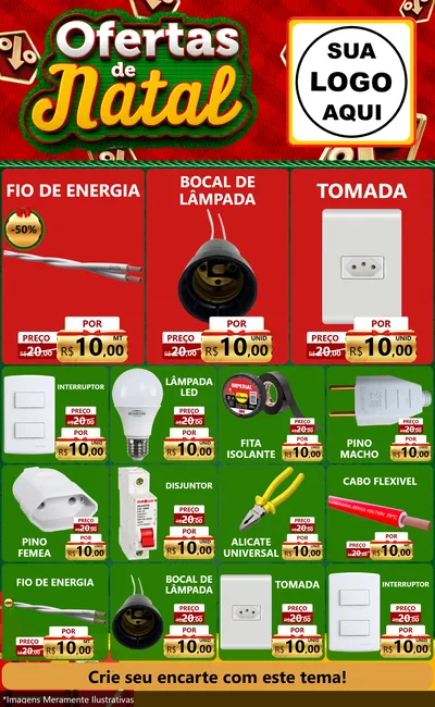 Modelo de Encarte para Encarte Grande com o tema Ofertas de Natal para Materiais Elétricos