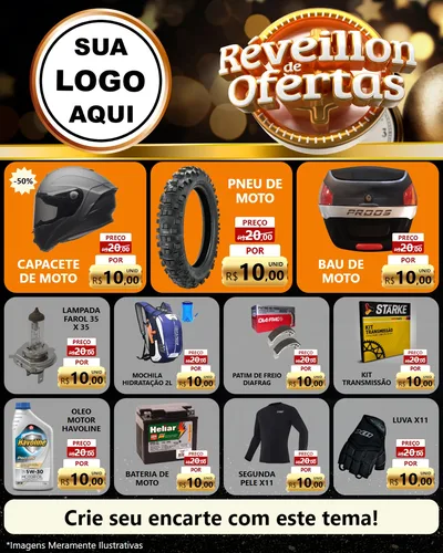 Modelo de Rede Social para Feed Instagram com o tema Réveillon de Ofertas para Moto peças