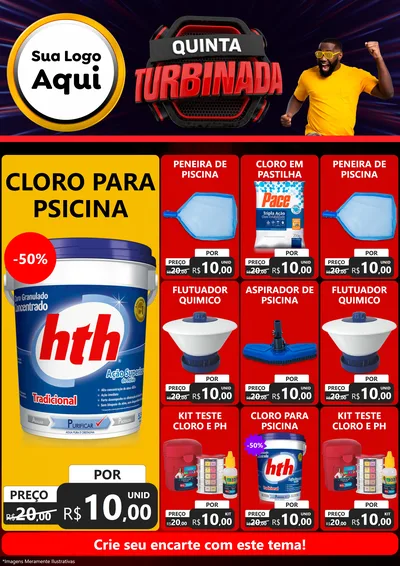 Modelo de Encarte para Encarte A4 Vertical com o tema Quinta Turbinada para Produtos para Piscina