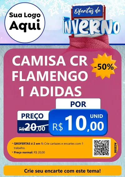 Modelo de Cartaz para Cartaz A4 Vertical com o tema Ofertas de Inverno para Roupas e acessórios