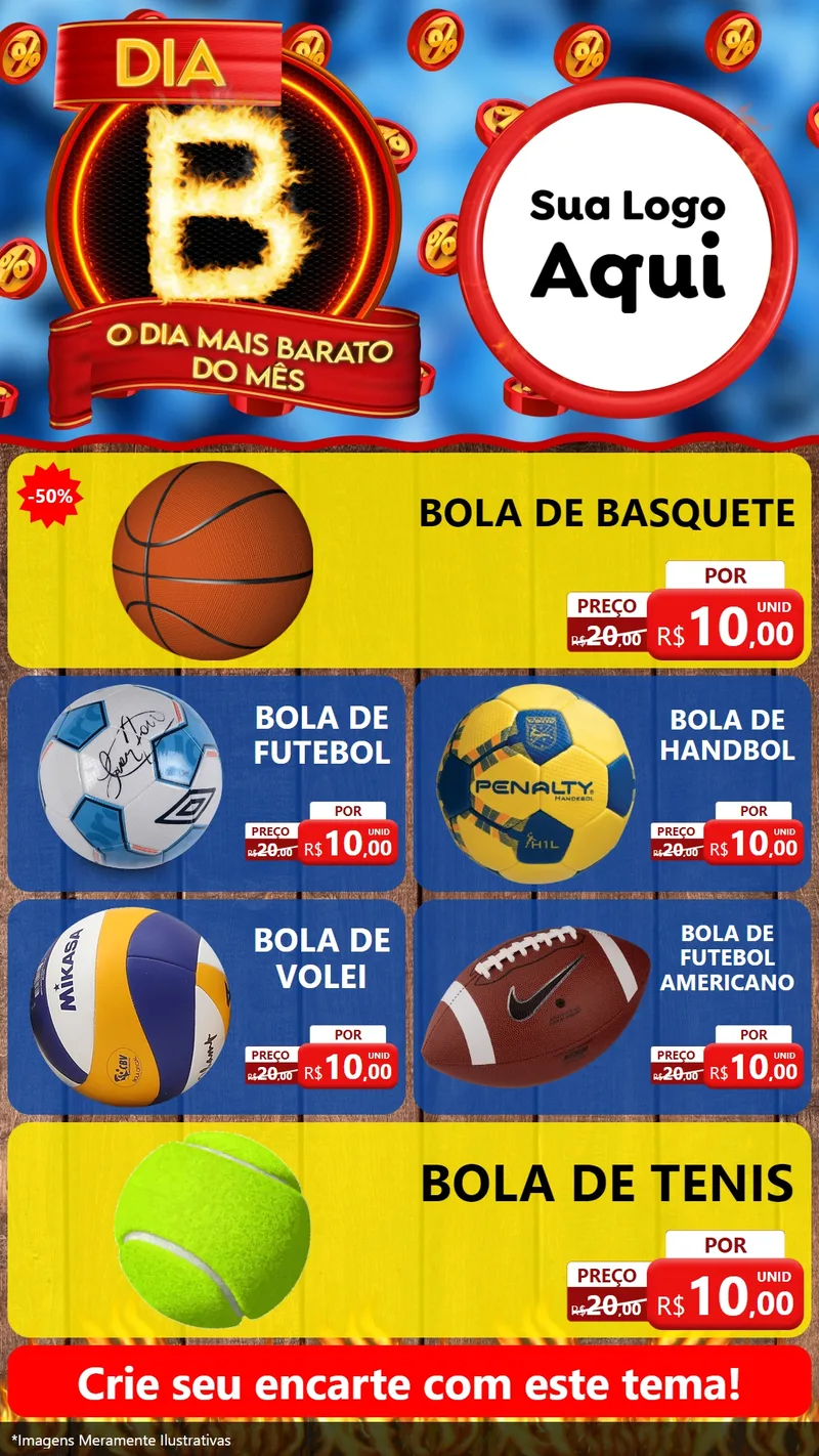 Modelo de TV para TV Vertical com o tema Dia B - O Dia Mais Barato Do Mês para Artigos Esportivos