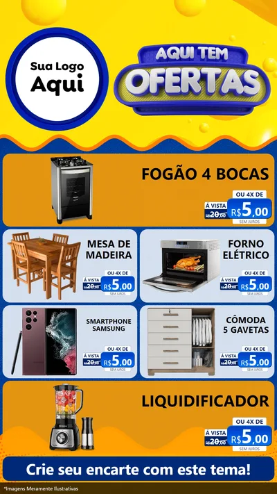 Modelo de TV para TV Vertical com o tema Aqui Tem Ofertas para Móveis e Eletro