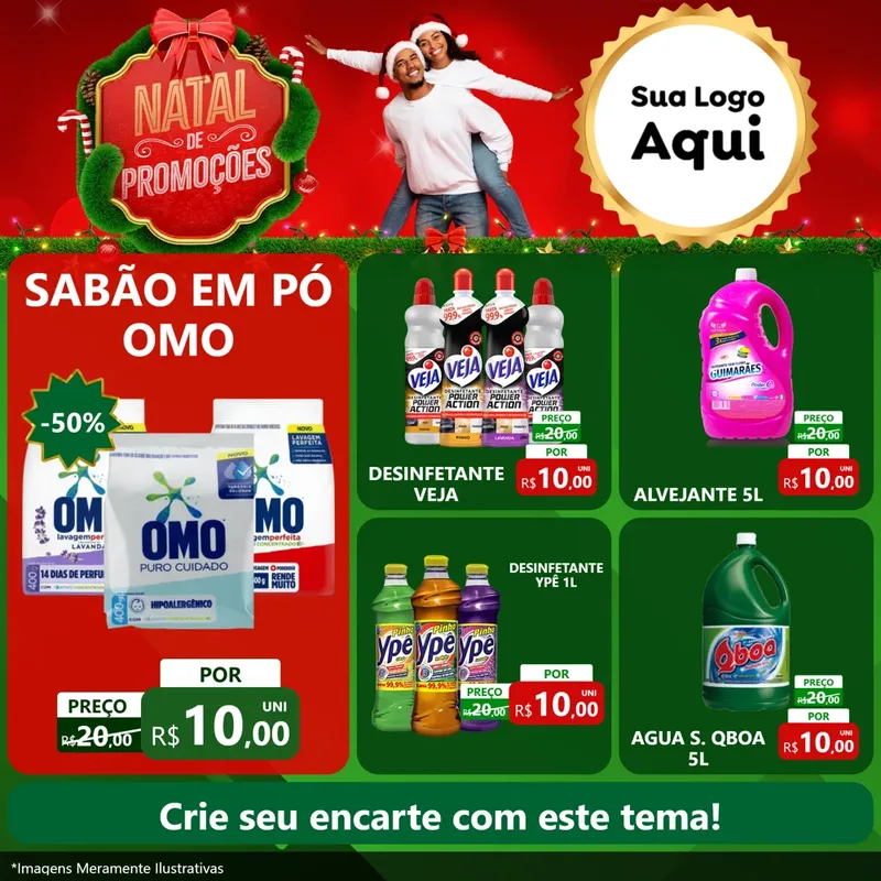 Modelo de Rede Social para Feed Facebook com o tema Natal de Promoções para Produtos de Limpeza