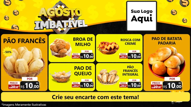 Modelo de TV para TV Horizontal com o tema Agosto Imbatível para Padaria